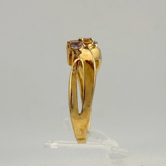 Mother's Multi-Gemstone Bypass Ring - Sterling Silver with 14kt Gold Overlay -7 - Picture 4 of 14